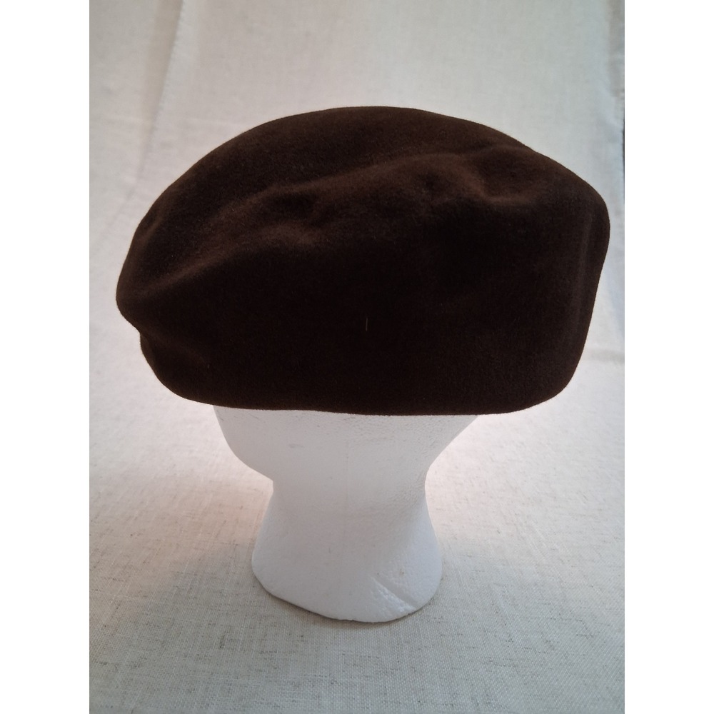 Jane E. Beret Hat Womens OS Brown Vintage Wool Felt Pillbox Style